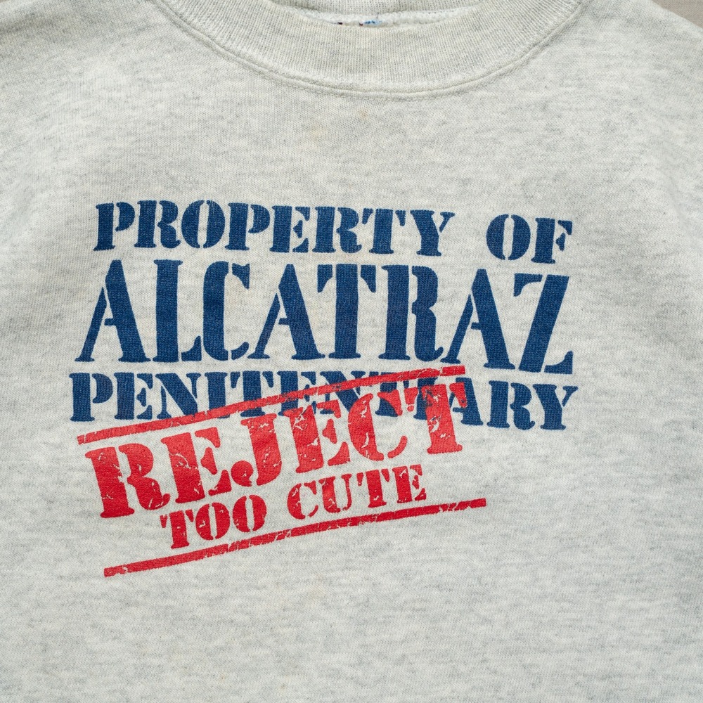 Vintage 90s Property Of Alcatraz Reject Too Cute‎ Sweatshirt Hanes Youth Large - Picture 4 of 5